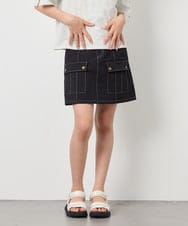 KJLFD41039 a.v.v KIDS(アー・ヴェ・ヴェ) [130-160]配色ステッチカーゴスカパン ブラック