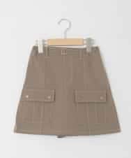 KJLFD41039 a.v.v KIDS(アー・ヴェ・ヴェ) [130-160]配色ステッチカーゴスカパン カーキ