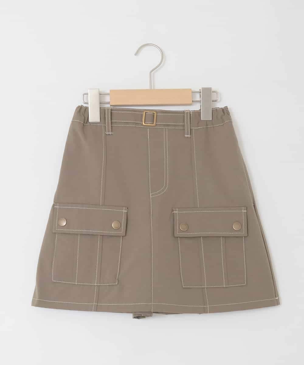 KJLFD41039 a.v.v KIDS(アー・ヴェ・ヴェ) [130-160]配色ステッチカーゴスカパン カーキ