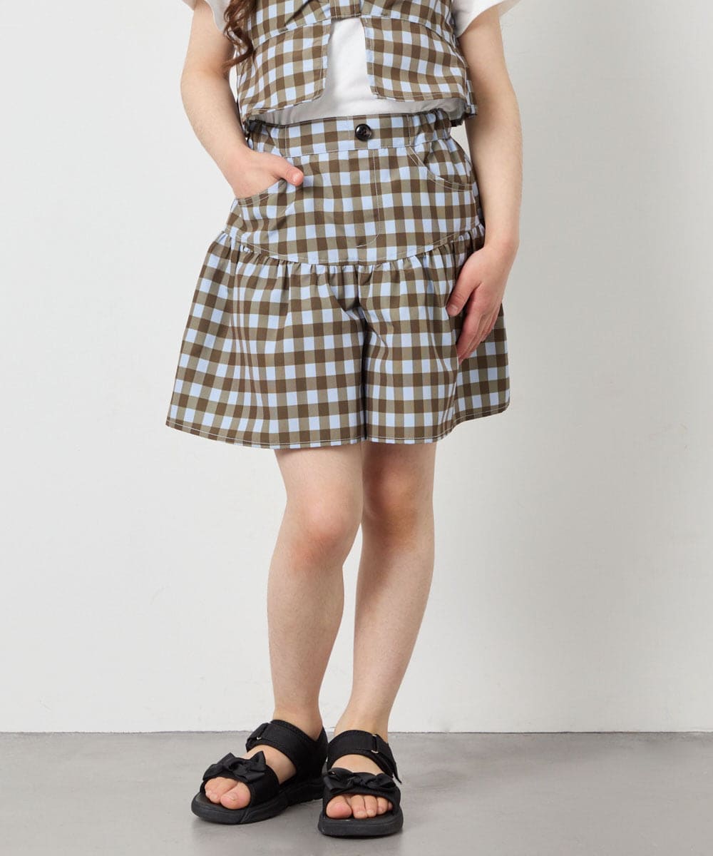 KJLFD45039 a.v.v KIDS(アー・ヴェ・ヴェ) [120-160][ママとお揃いコーデが叶う]ギャザーキュロット ライトブルー