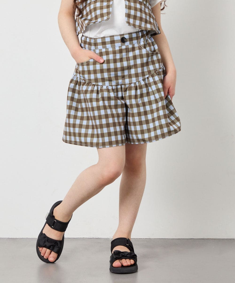 KJLFD45039 a.v.v KIDS(アー・ヴェ・ヴェ) [120-160][ママとお揃いコーデが叶う]ギャザーキュロット ライトブルー