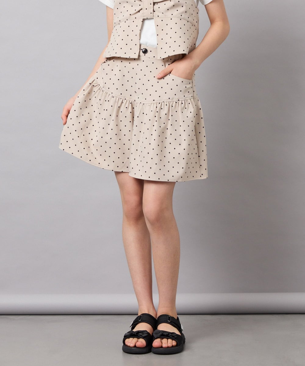 KJLFD45039 a.v.v KIDS(アー・ヴェ・ヴェ) [120-160][ママとお揃いコーデが叶う]ギャザーキュロット ベージュ