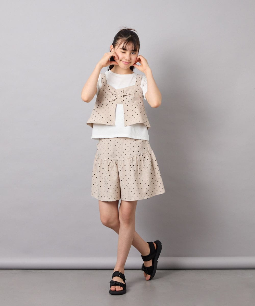 KJLFD45039 a.v.v KIDS(アー・ヴェ・ヴェ) [120-160][ママとお揃いコーデが叶う]ギャザーキュロット ベージュ