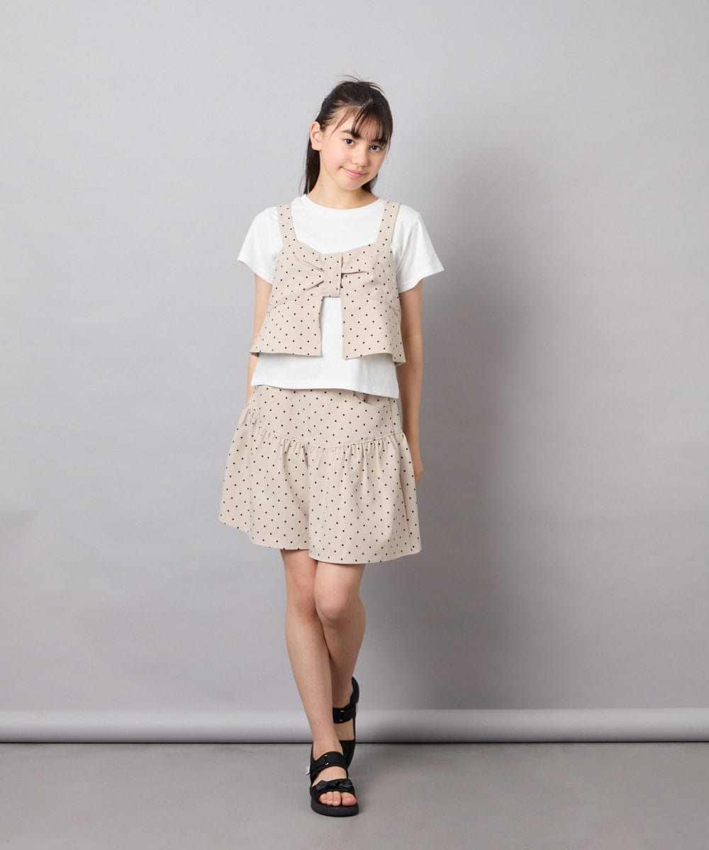 KJLFD45039 a.v.v KIDS(アー・ヴェ・ヴェ) [120-160][ママとお揃いコーデが叶う]ギャザーキュロット ベージュ