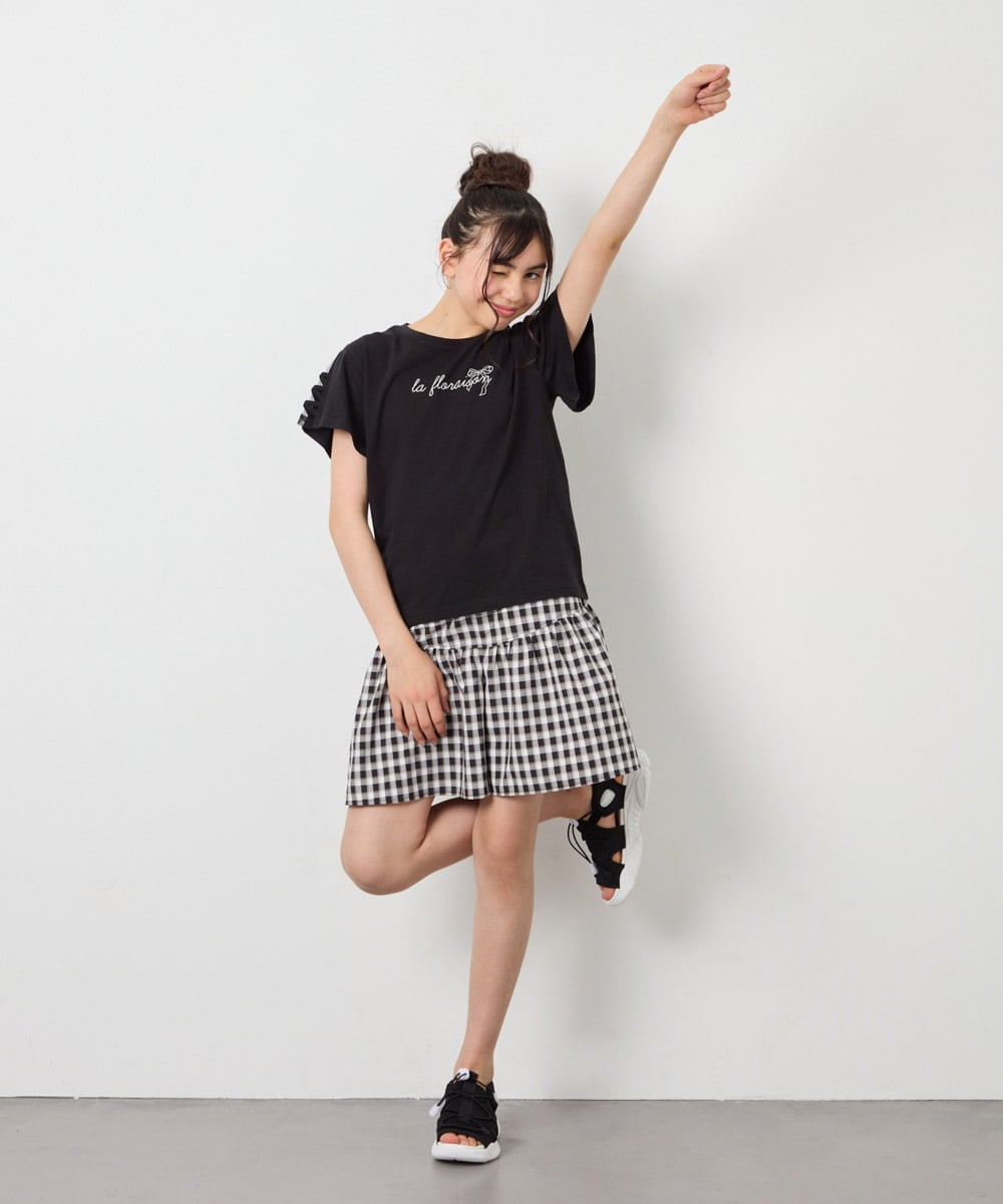 KJLFD45039 a.v.v KIDS(アー・ヴェ・ヴェ) [120-160][ママとお揃いコーデが叶う]ギャザーキュロット ブラック