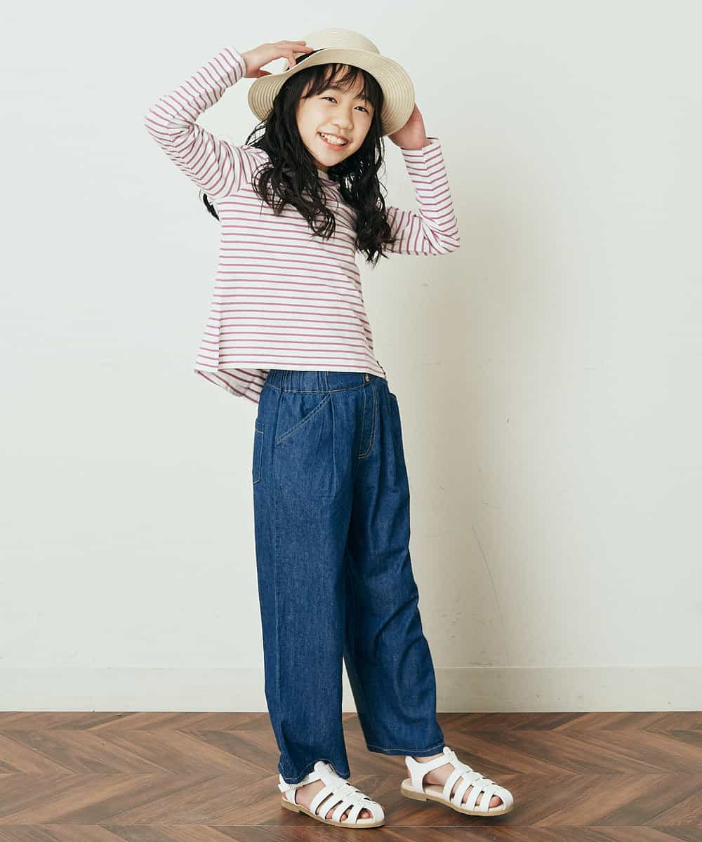 KJLFP40034 a.v.v KIDS(アー・ヴェ・ヴェ) [100-130]サスペンダー付きゆるテーパードパンツ デニム