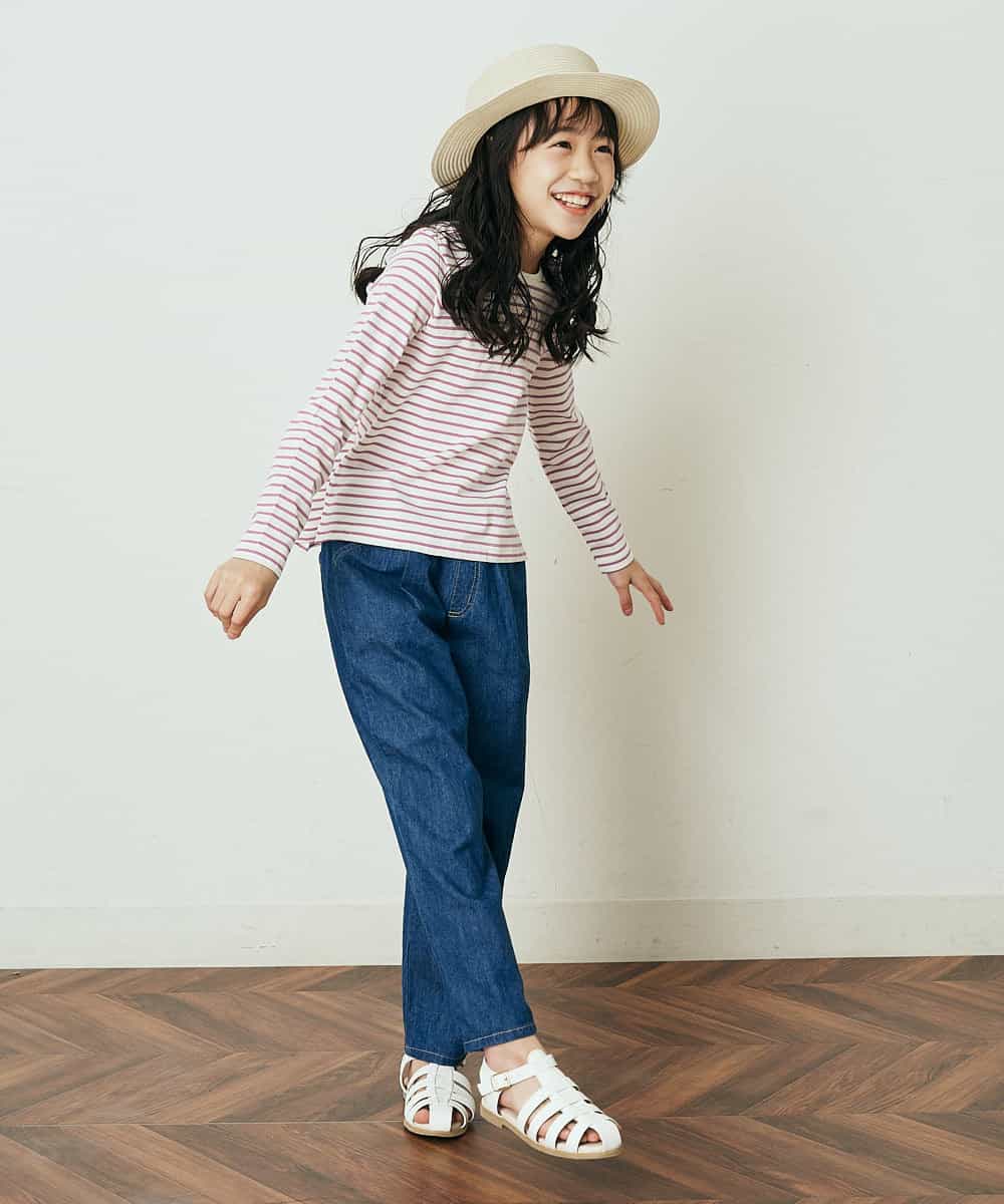 KJLFP40034 a.v.v KIDS(アー・ヴェ・ヴェ) [100-130]サスペンダー付きゆるテーパードパンツ デニム