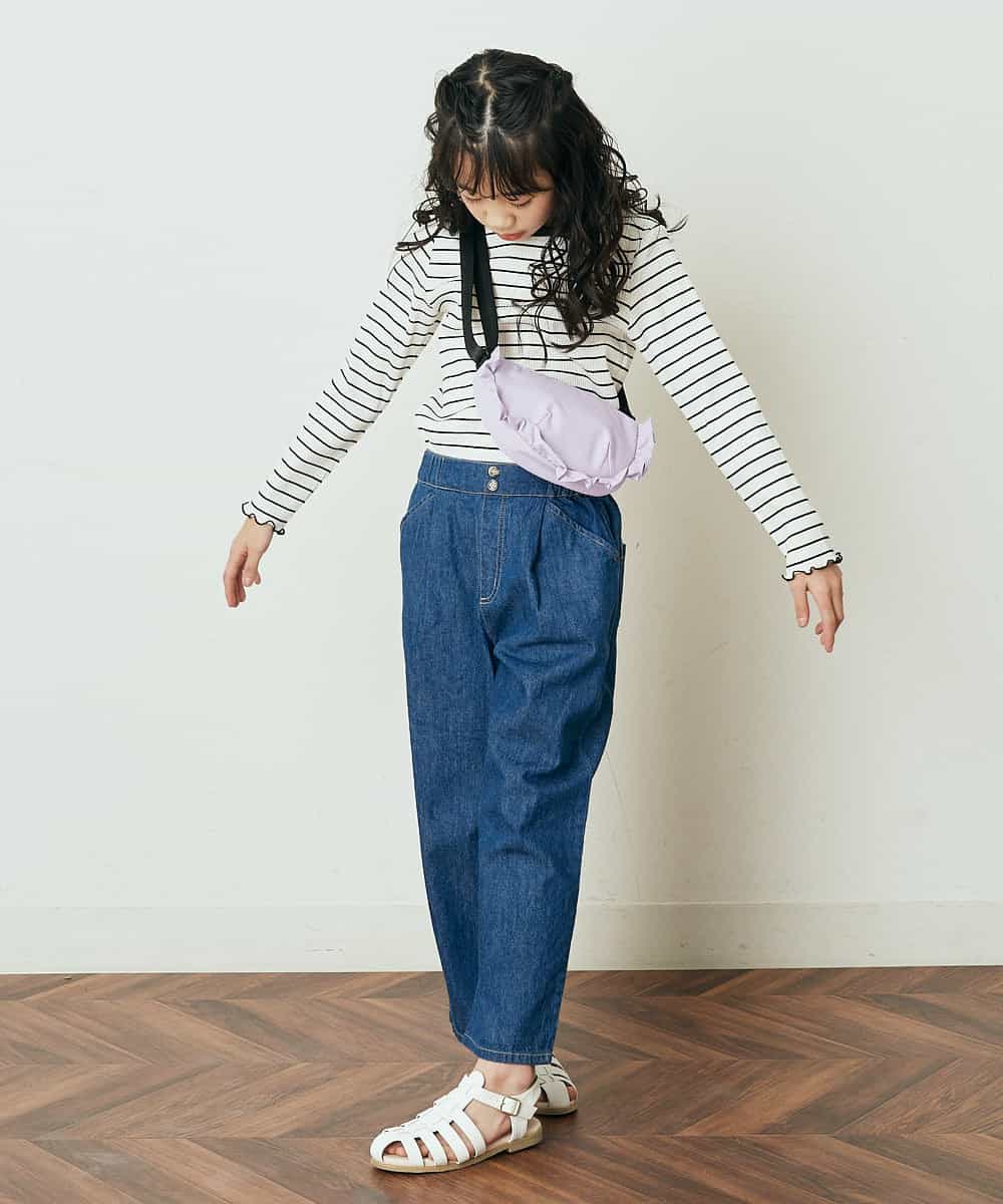 KJLFP40034 a.v.v KIDS(アー・ヴェ・ヴェ) [100-130]サスペンダー付きゆるテーパードパンツ デニム