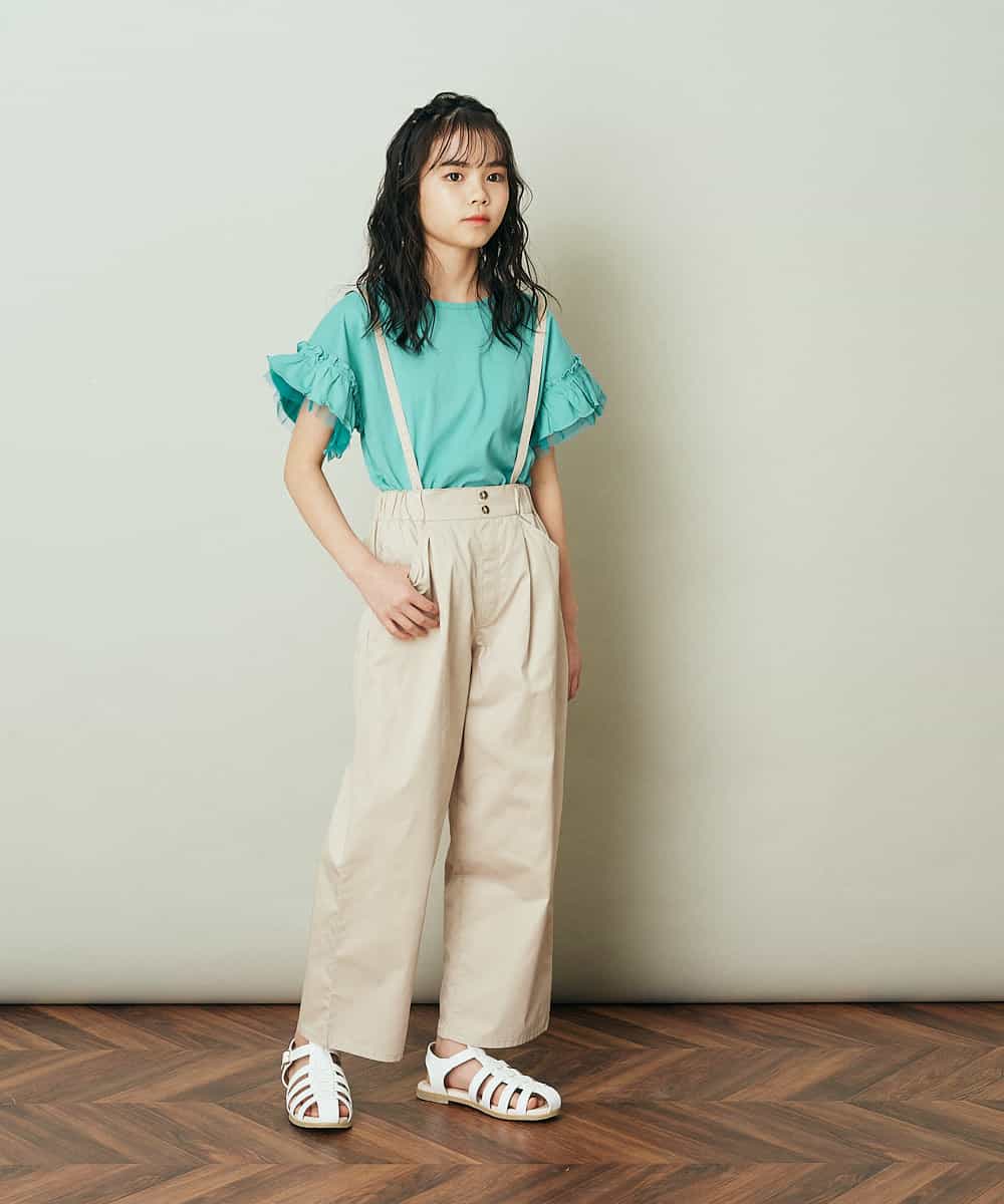 KJLFP40034 a.v.v KIDS(アー・ヴェ・ヴェ) [100-130]サスペンダー付きゆるテーパードパンツ デニム