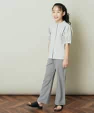 KJLFP41029 a.v.v KIDS(アー・ヴェ・ヴェ) [100-130]ギンガムチェックセミフレアイージーパンツ ブラック