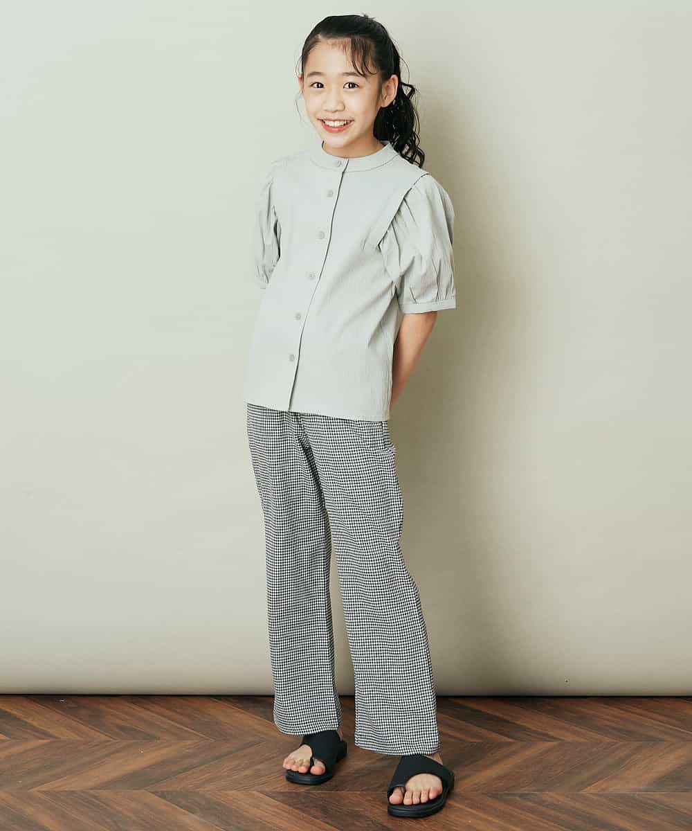 KJLFP41029 a.v.v KIDS(アー・ヴェ・ヴェ) [100-130]ギンガムチェックセミフレアイージーパンツ ブラック