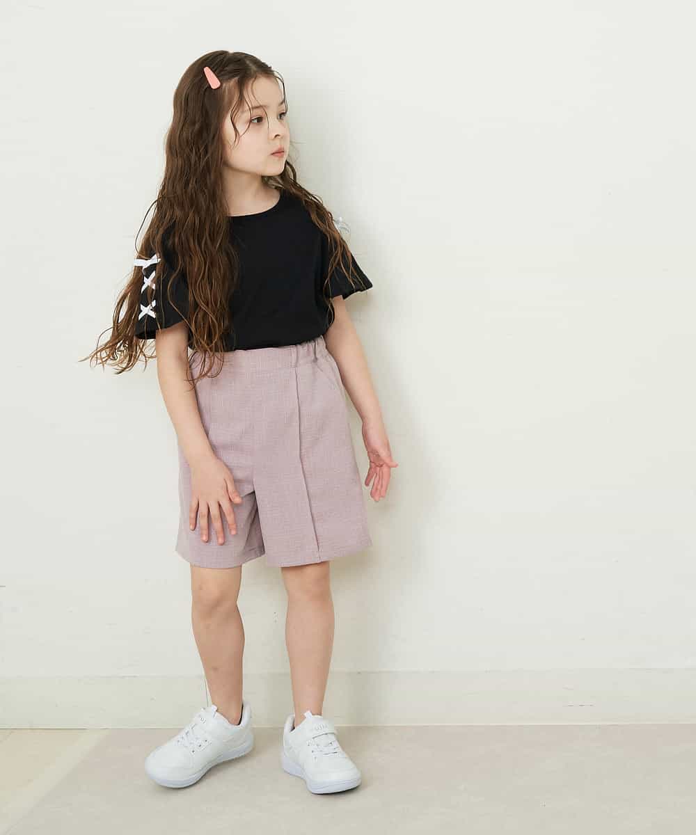 KJLFP44029 a.v.v KIDS(アー・ヴェ・ヴェ) [100-130]【セットアップ対応】ツイードライクショートパンツ ピンク