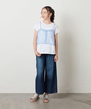 KJLFV40029 a.v.v KIDS(アー・ヴェ・ヴェ) [100-130]ライトデニムワイドパンツ ライトブルー