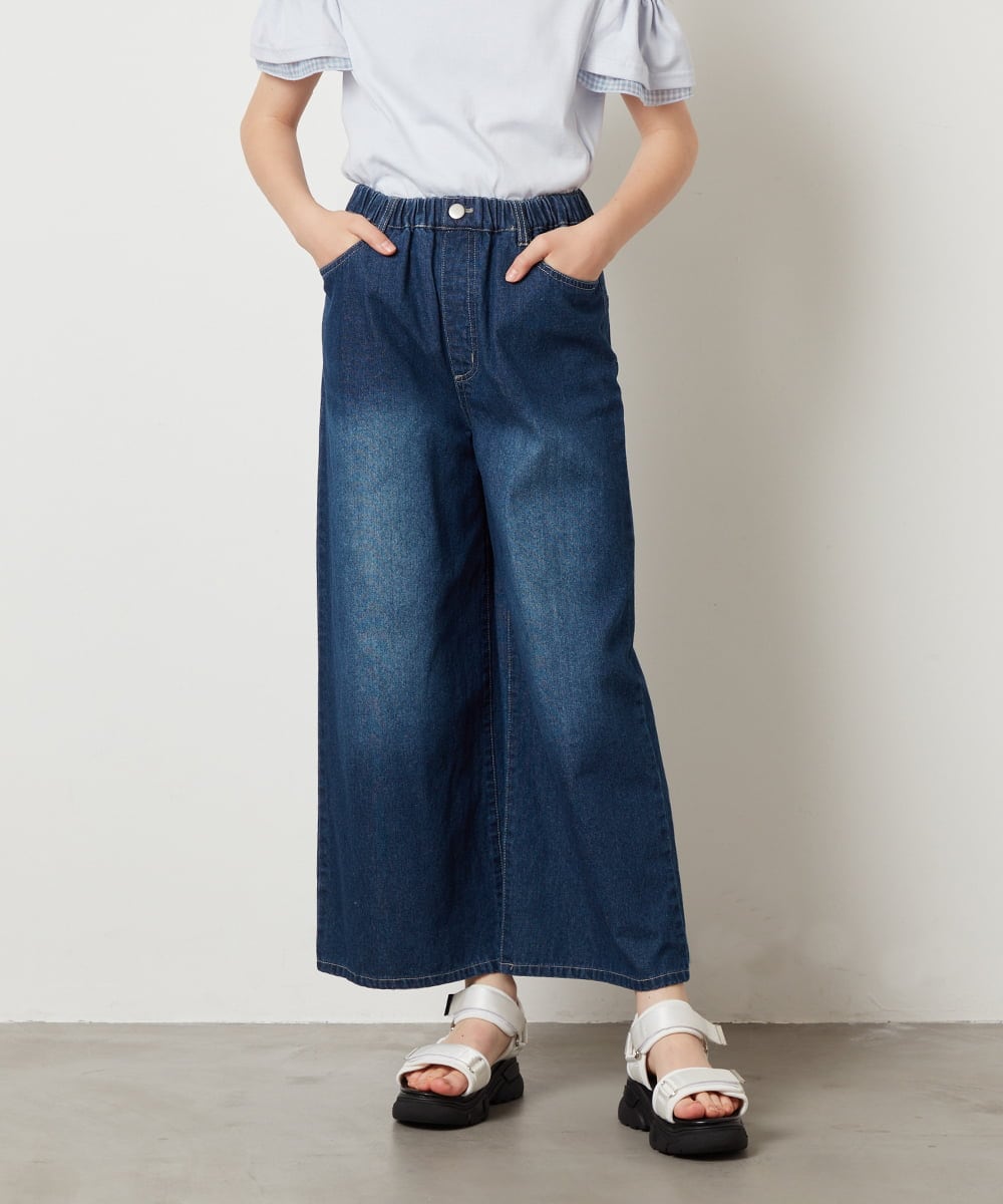 KJLFV40029 a.v.v KIDS(アー・ヴェ・ヴェ) [100-130]ライトデニムワイドパンツ ライトブルー
