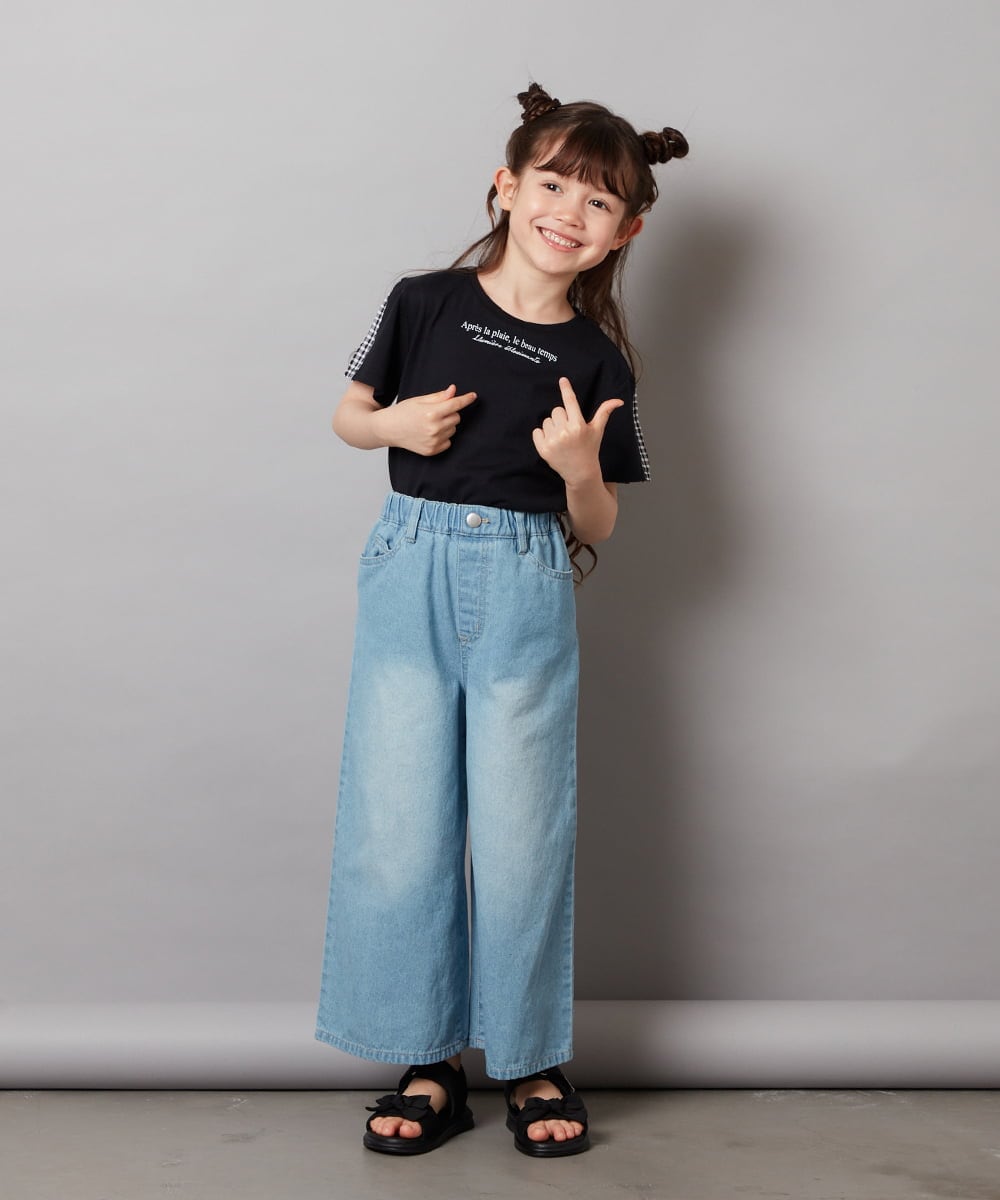 KJLFV40029 a.v.v KIDS(アー・ヴェ・ヴェ) [100-130]ライトデニムワイドパンツ ライトブルー