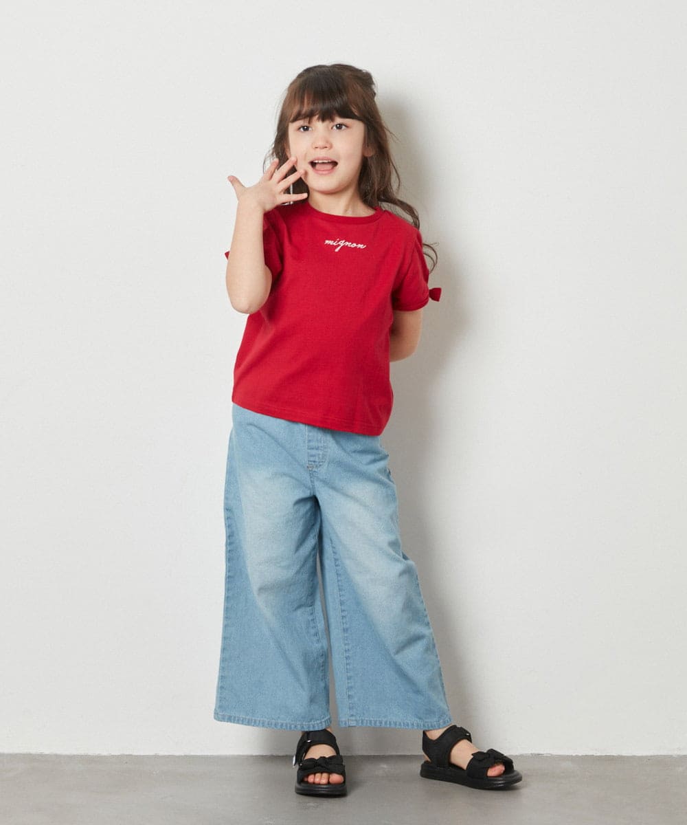 KJLFV40029 a.v.v KIDS(アー・ヴェ・ヴェ) [100-130]ライトデニムワイドパンツ ライトブルー