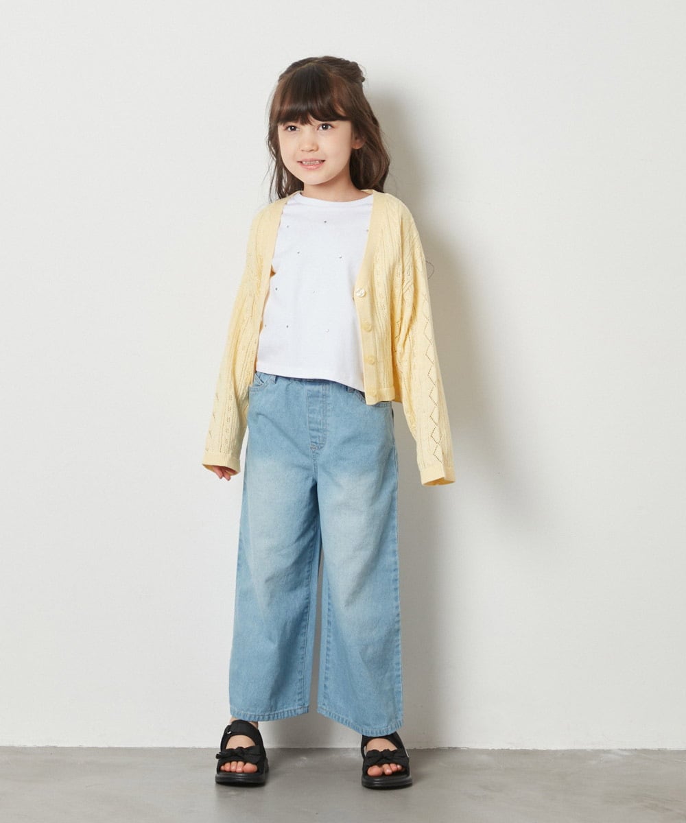 KJLFW40039 a.v.v KIDS(アー・ヴェ・ヴェ) [140-150]ライトデニムワイドパンツ ブルー