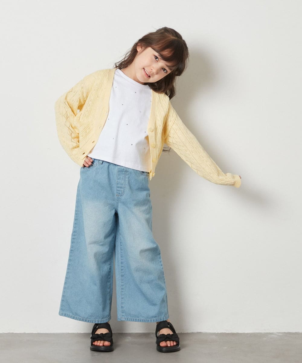 KJLFW40039 a.v.v KIDS(アー・ヴェ・ヴェ) [140-150]ライトデニムワイドパンツ ブルー