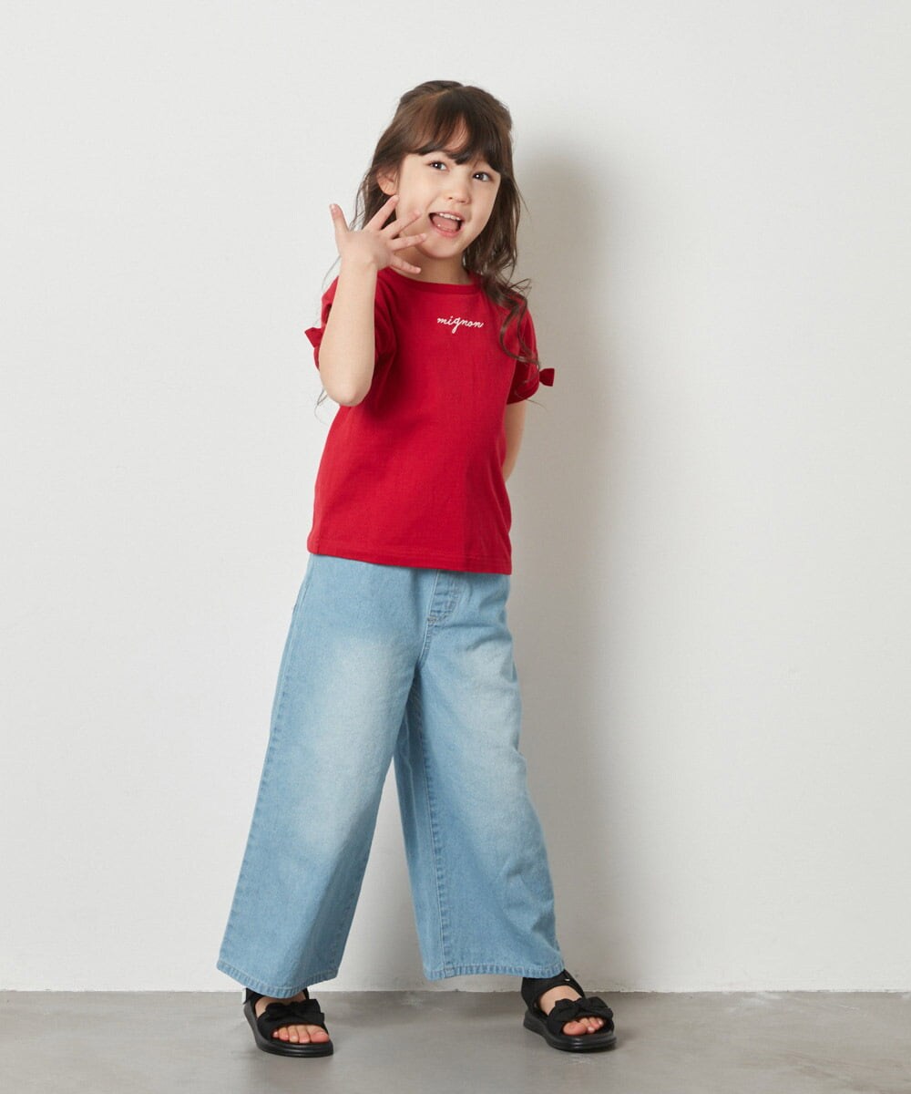 KJLFW40039 a.v.v KIDS(アー・ヴェ・ヴェ) [140-150]ライトデニムワイドパンツ ブルー