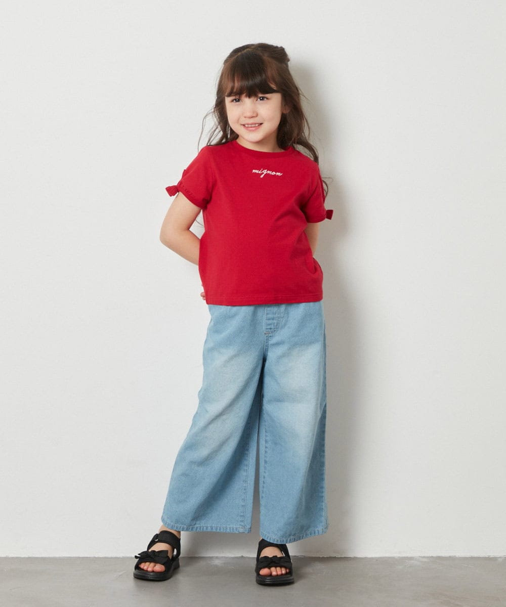 KJLFW40039 a.v.v KIDS(アー・ヴェ・ヴェ) [140-150]ライトデニムワイドパンツ ブルー