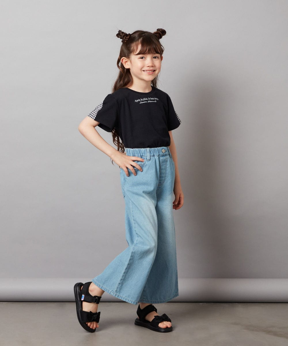 KJLFW40039 a.v.v KIDS(アー・ヴェ・ヴェ) [140-150]ライトデニムワイドパンツ ブルー