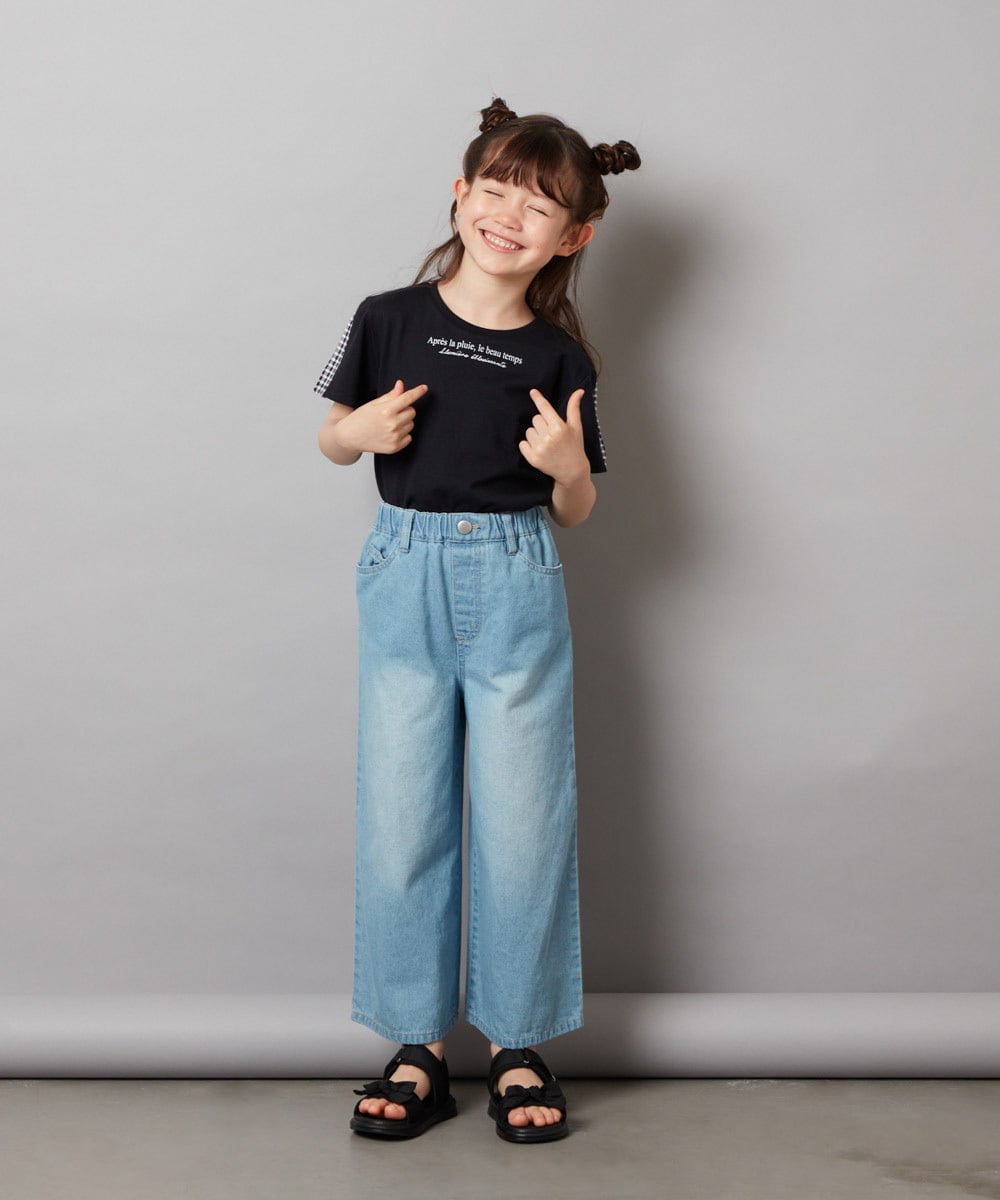 KJLFW40039 a.v.v KIDS(アー・ヴェ・ヴェ) [140-150]ライトデニムワイドパンツ ブルー