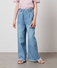 KJLFW40039 a.v.v KIDS(アー・ヴェ・ヴェ) [140-150]ライトデニムワイドパンツ ブルー
