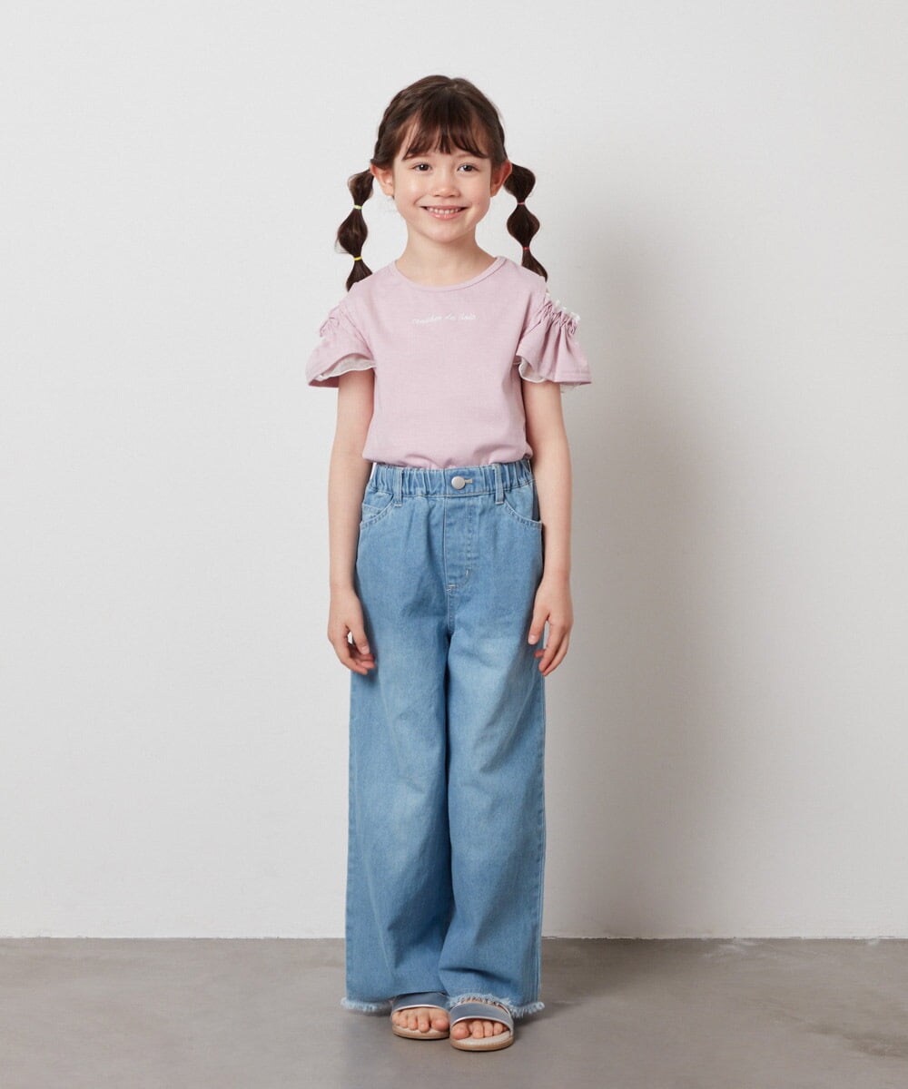 KJLFW40039 a.v.v KIDS(アー・ヴェ・ヴェ) [140-150]ライトデニムワイドパンツ ブルー