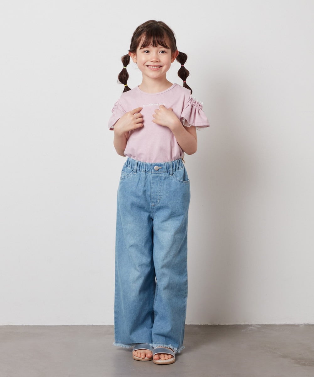 KJLFW40039 a.v.v KIDS(アー・ヴェ・ヴェ) [140-150]ライトデニムワイドパンツ ブルー