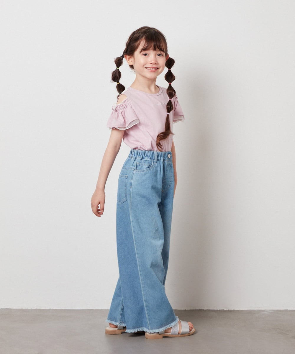 KJLFW40039 a.v.v KIDS(アー・ヴェ・ヴェ) [140-150]ライトデニムワイドパンツ ブルー