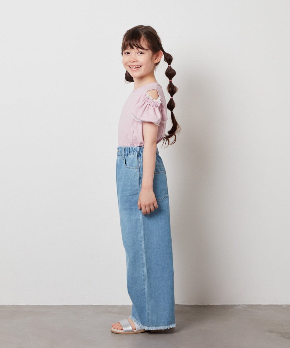 KJLFW40039 a.v.v KIDS(アー・ヴェ・ヴェ) [140-150]ライトデニムワイドパンツ ブルー