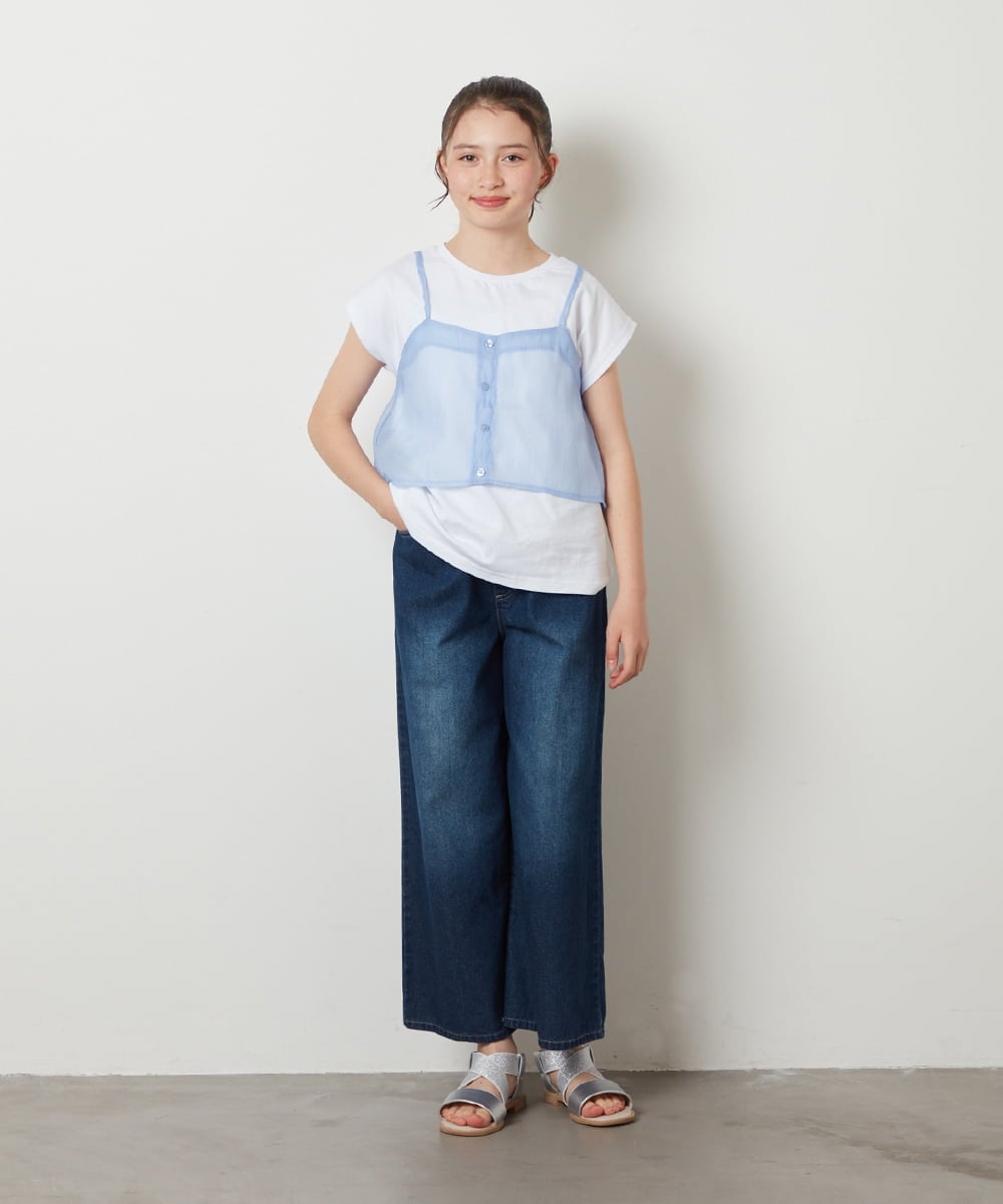 KJLFW40039 a.v.v KIDS(アー・ヴェ・ヴェ) [140-150]ライトデニムワイドパンツ ブルー