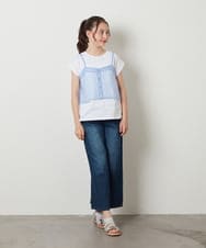 KJLFW40039 a.v.v KIDS(アー・ヴェ・ヴェ) [140-150]ライトデニムワイドパンツ ブルー