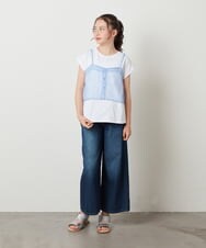 KJLFW40039 a.v.v KIDS(アー・ヴェ・ヴェ) [140-150]ライトデニムワイドパンツ ブルー
