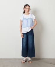 KJLFW40039 a.v.v KIDS(アー・ヴェ・ヴェ) [140-150]ライトデニムワイドパンツ ブルー