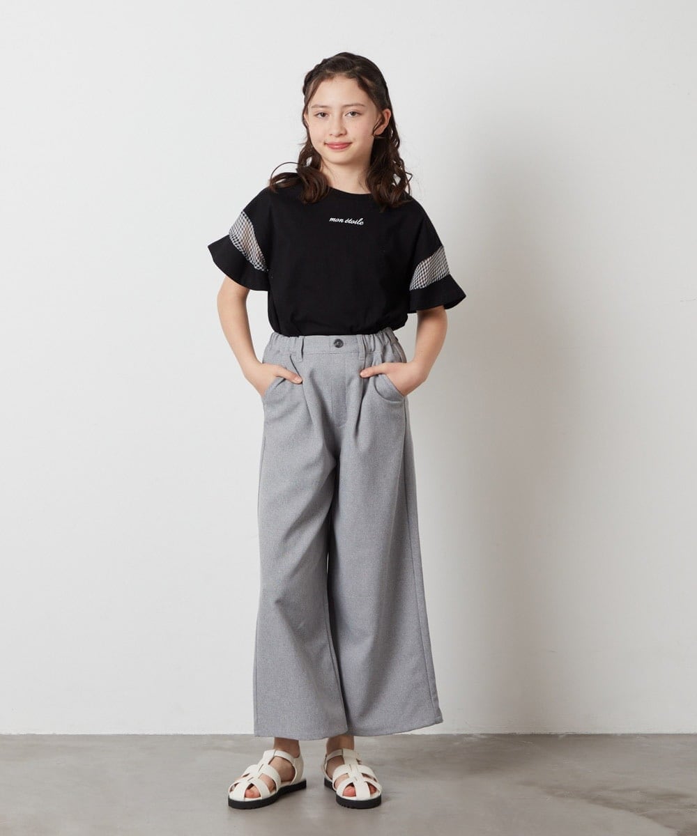 KJLFW41039 a.v.v KIDS(アー・ヴェ・ヴェ) 【接触冷感/速乾】[140-150]ワイドパンツ ライトグレー