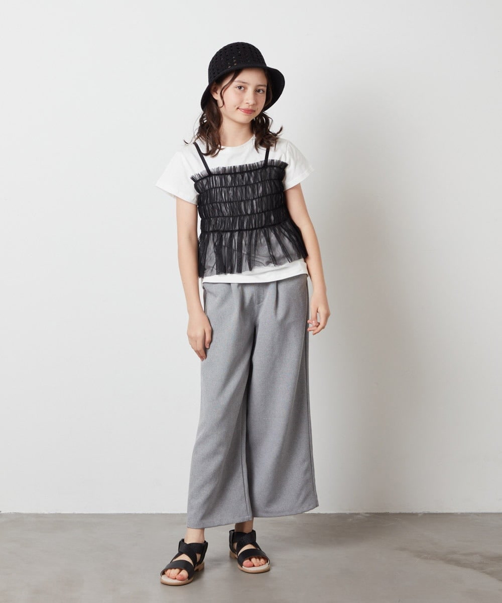 KJLFW41039 a.v.v KIDS(アー・ヴェ・ヴェ) 【接触冷感/速乾】[140-150]ワイドパンツ ライトグレー