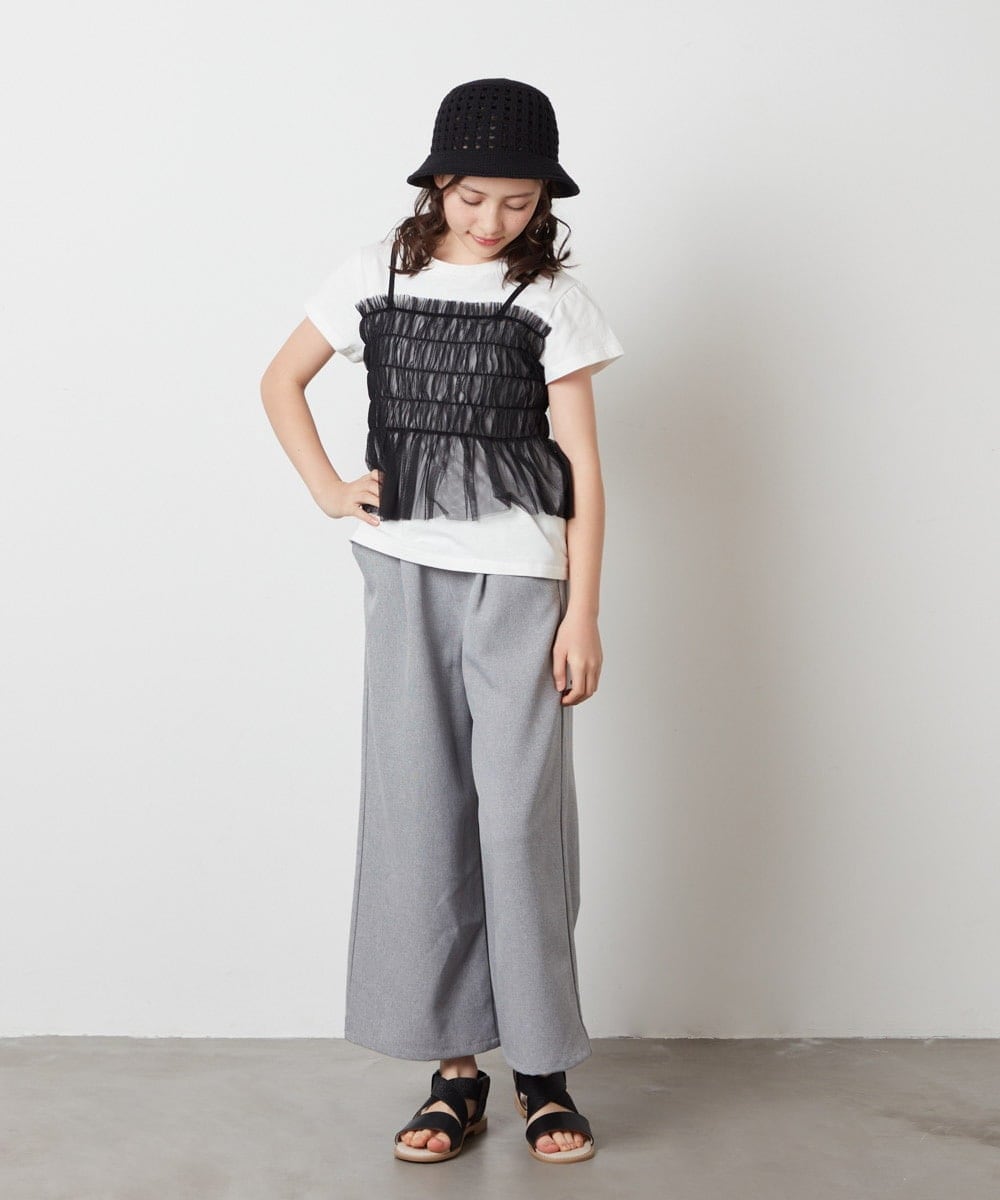 KJLFW41039 a.v.v KIDS(アー・ヴェ・ヴェ) 【接触冷感/速乾】[140-150]ワイドパンツ ライトグレー