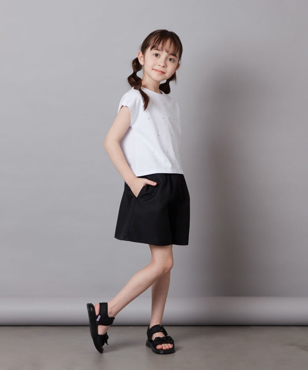 KJLFW42034 a.v.v KIDS(アー・ヴェ・ヴェ) [140-150]【セットアップ対応】麻調タックキュロットパンツ ライトブルー