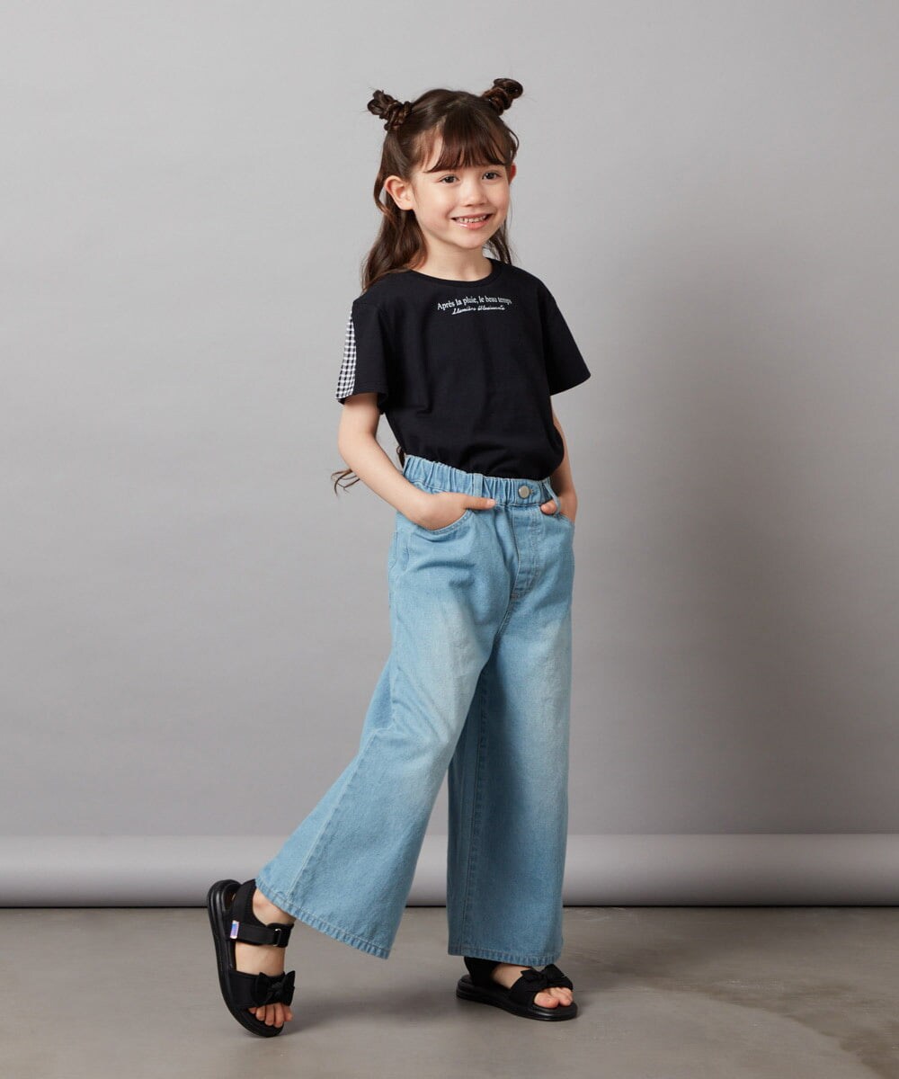 KJLFX40044 a.v.v KIDS(アー・ヴェ・ヴェ) [160]ライトデニムワイドパンツ ライトブルー(裾フリンジ)