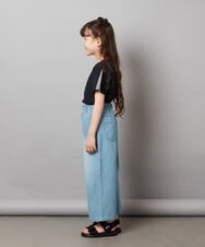 KJLFX40044 a.v.v KIDS(アー・ヴェ・ヴェ) [160]ライトデニムワイドパンツ ライトブルー(裾フリンジ)