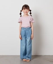 KJLFX40044 a.v.v KIDS(アー・ヴェ・ヴェ) [160]ライトデニムワイドパンツ ライトブルー(裾フリンジ)