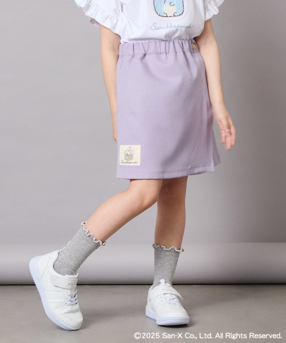 KJLGA80034 a.v.v KIDS(アー・ヴェ・ヴェ) [100-140]すみっコぐらしネーム風ワッペン付きキュロット ラベンダー