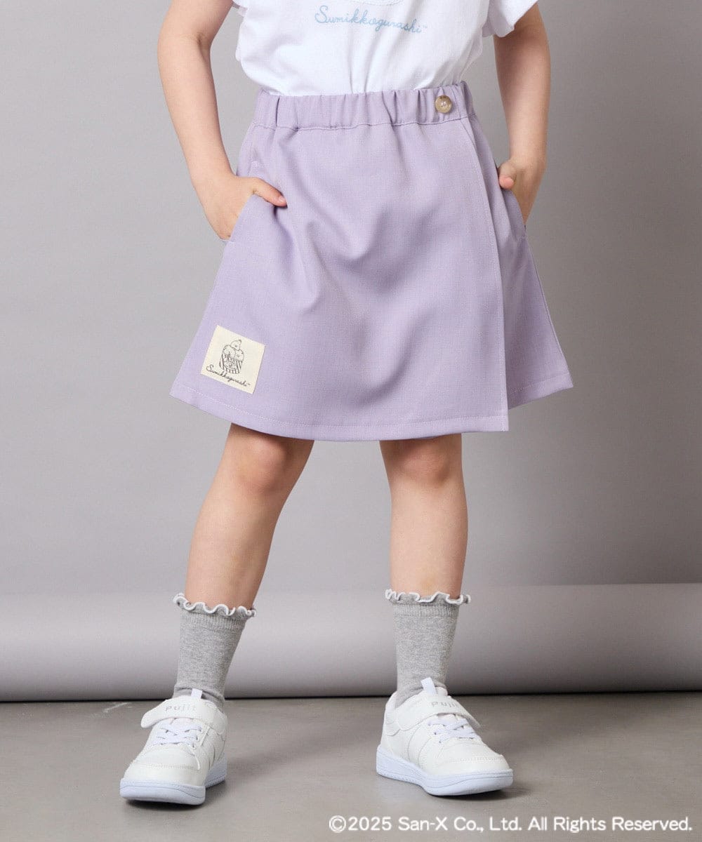 KJLGA80034 a.v.v KIDS(アー・ヴェ・ヴェ) [100-140]すみっコぐらしネーム風ワッペン付きキュロット ラベンダー