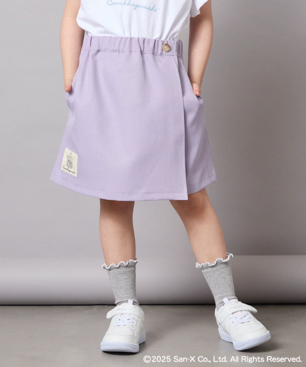 KJLGA80034 a.v.v KIDS(アー・ヴェ・ヴェ) [100-140]すみっコぐらしネーム風ワッペン付きキュロット ラベンダー