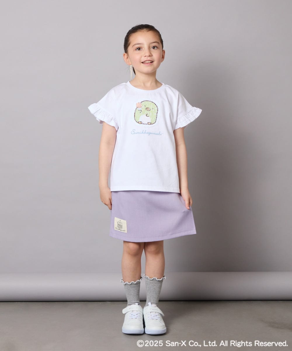 KJLGA80034 a.v.v KIDS(アー・ヴェ・ヴェ) [100-140]すみっコぐらしネーム風ワッペン付きキュロット ラベンダー