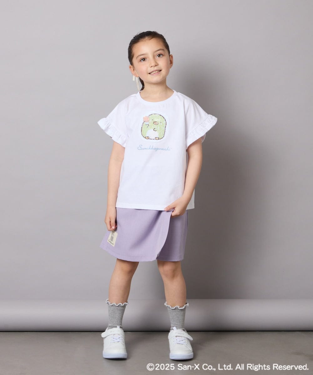 KJLGA80034 a.v.v KIDS(アー・ヴェ・ヴェ) [100-140]すみっコぐらしネーム風ワッペン付きキュロット ラベンダー