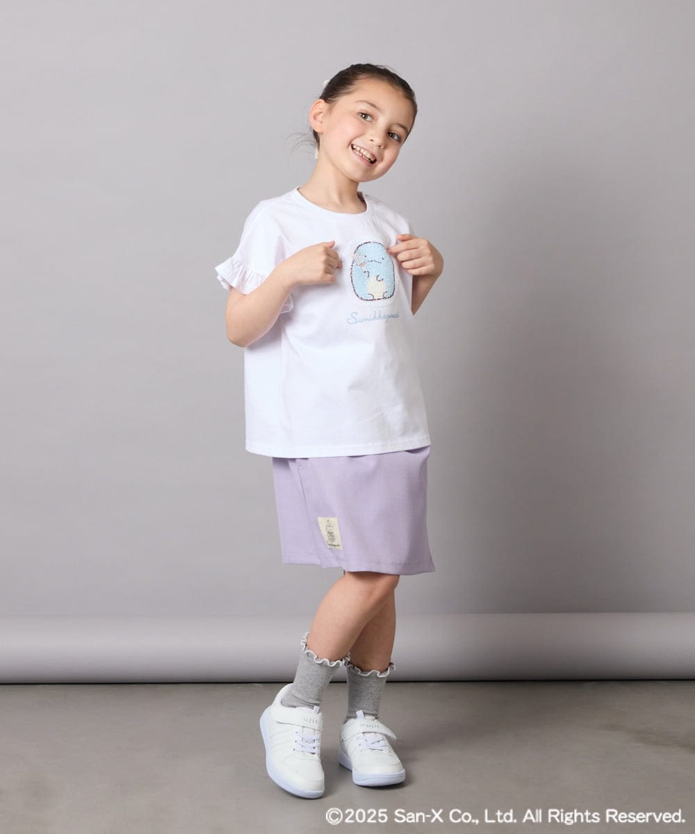 KJLGA80034 a.v.v KIDS(アー・ヴェ・ヴェ) [100-140]すみっコぐらしネーム風ワッペン付きキュロット ラベンダー