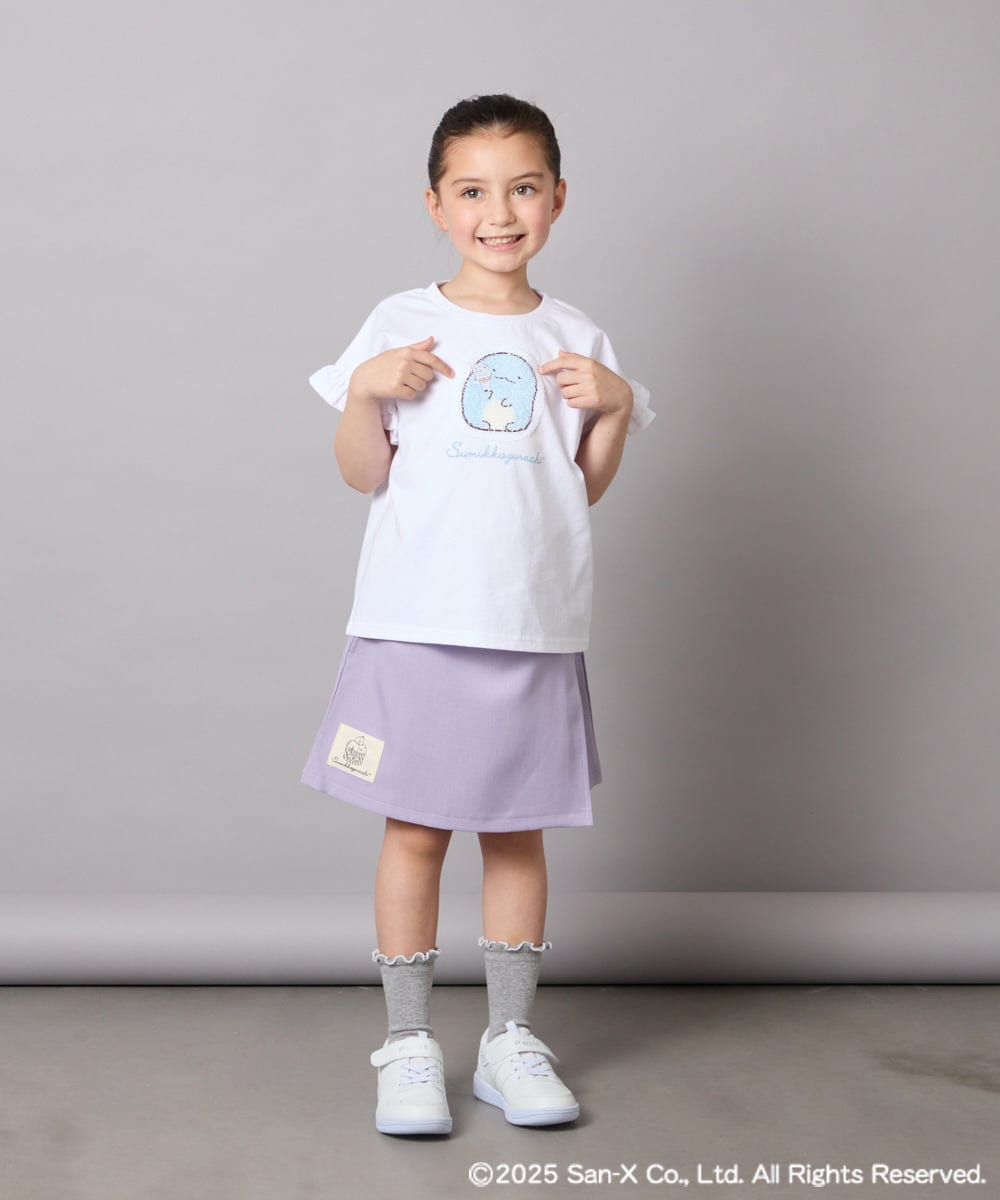 KJLGA80034 a.v.v KIDS(アー・ヴェ・ヴェ) [100-140]すみっコぐらしネーム風ワッペン付きキュロット ラベンダー