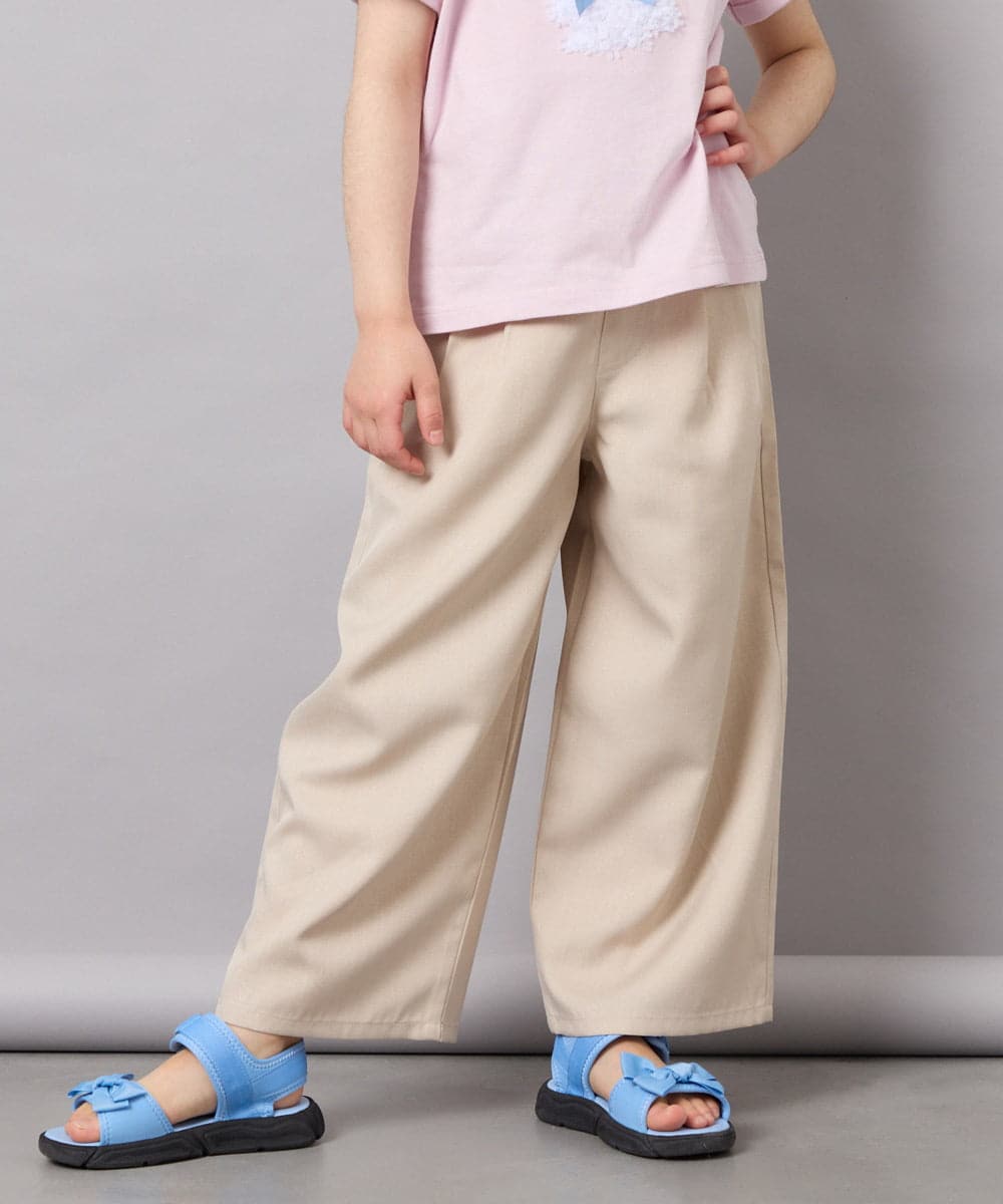 KJLGD01044 a.v.v KIDS(アー・ヴェ・ヴェ) [120-160]麻調サス付きワイドパンツ ベージュ